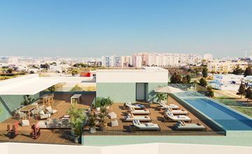 Nieuw condominium met zwembad op het dak dichtbij voorzieningen