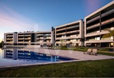 2 bedroom apartment, with sea view, garage box for 2 cars in a gated community with gardens and a swimming pool.