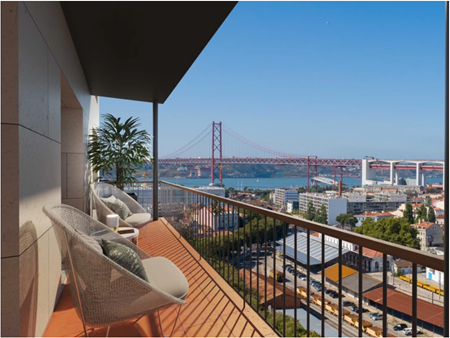 T3 neuf avec parking et balcons avec vues panoramiques sur Lisbonne et le Tage