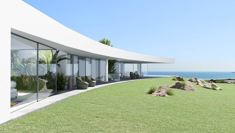 Villa de Luxe de 4 Chambres avec vue Imprenable sur la Mer à Meia Praia