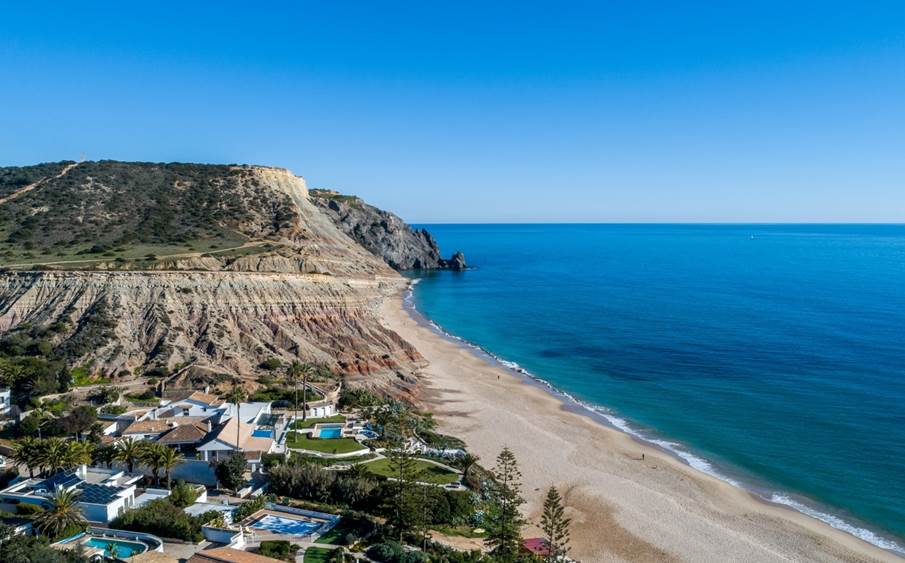 praia, resort, algarve, portugal, instalações, piscina, restaurantes