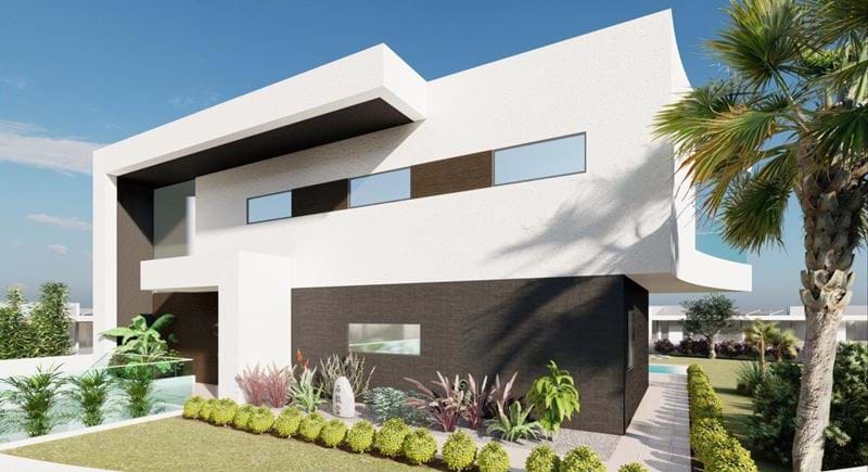 2-STORY VILLA UNDER CONSTRUCTION, modern & luxurious with  4 bedrooms, 3 bathrooms, terraces, garage, garden, BBQ and pool for sale in Praia da Luz 