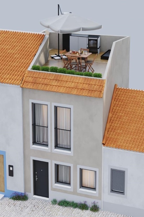 Esta moradia geminada de 2 quartos está situada no coração da cidade, completamente renovada com excelentes acabamentos! Terraço no telhado!