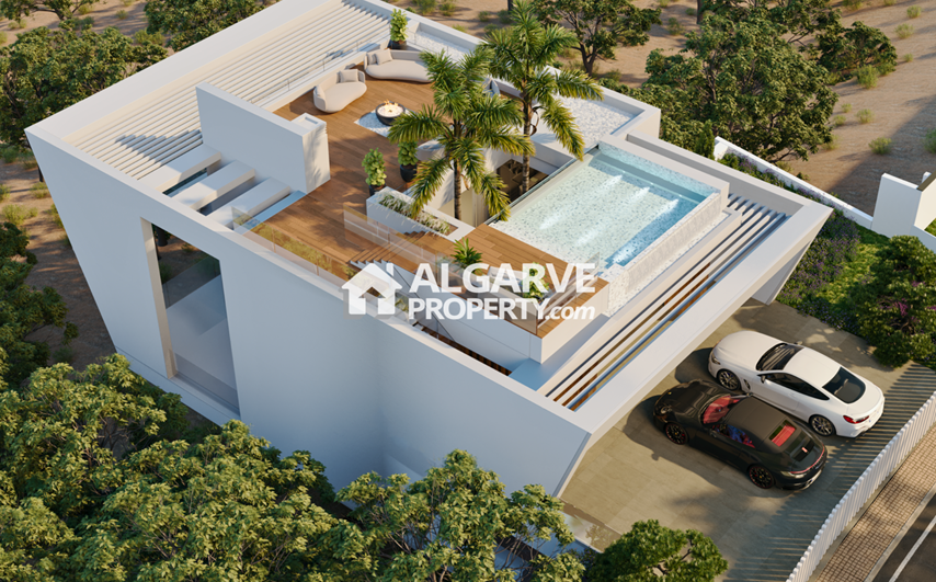 Luxury 3 bedroom villa with pool on rooftop in Carvoeiro, Algarve